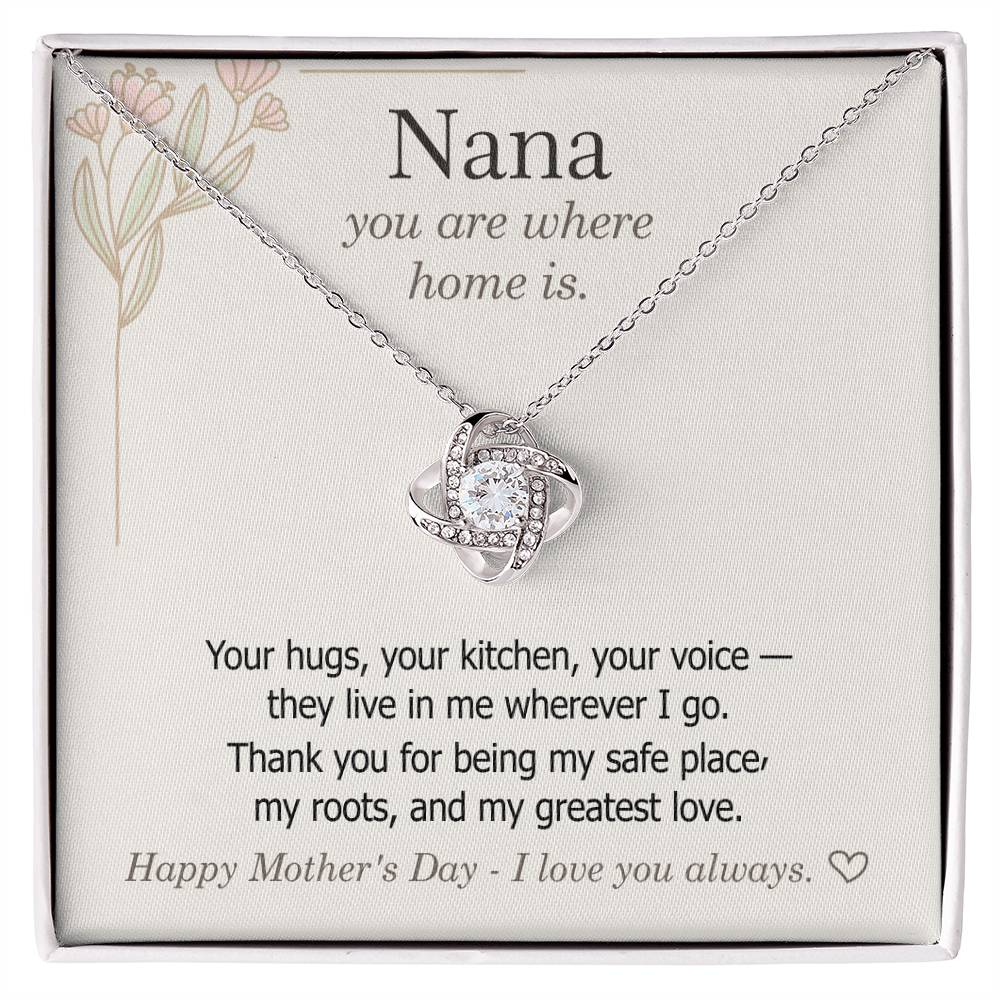To Grandma — Love Knot Necklace + Heartfelt Message Card | "You Are Where Home Is" Mother's Day Gift | 0428GM