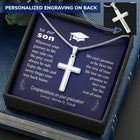 To Son - graduation journey - Custom Card Cross Necklace