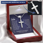 To Son - graduation journey - Custom Card Cross Necklace