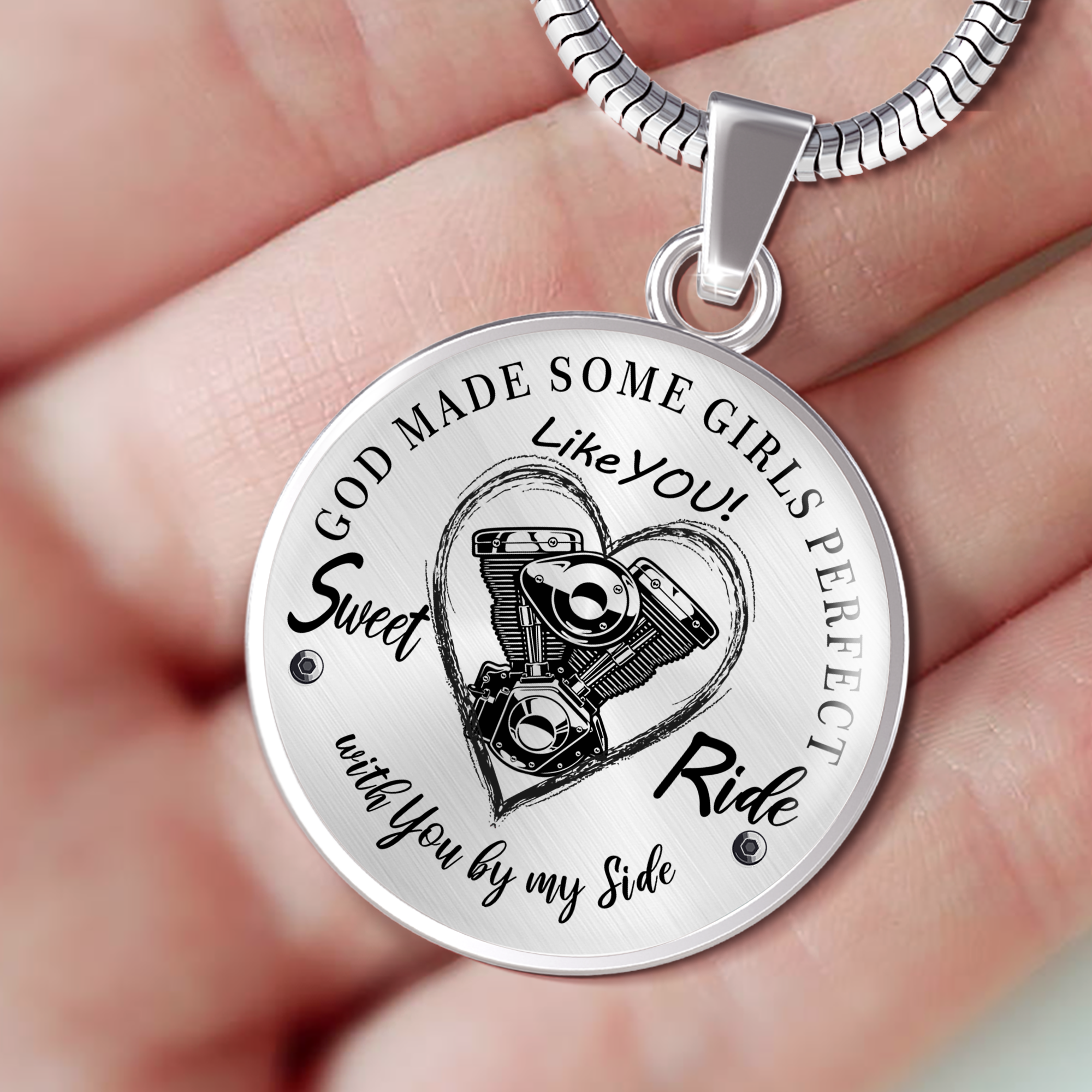 To my Wife Future Wife Ride Partner - God Made Some Girls Perfect - Sweet Ride - Perfect Pendant Necklace