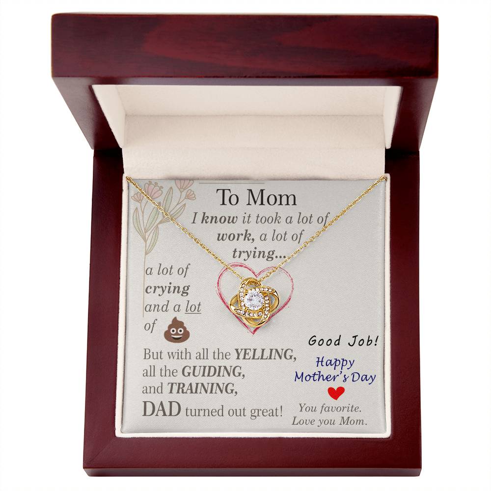 To Mom — Love Knot Necklace | DAD Turned Out Great 😂 Mother's Day Gift | 0430F