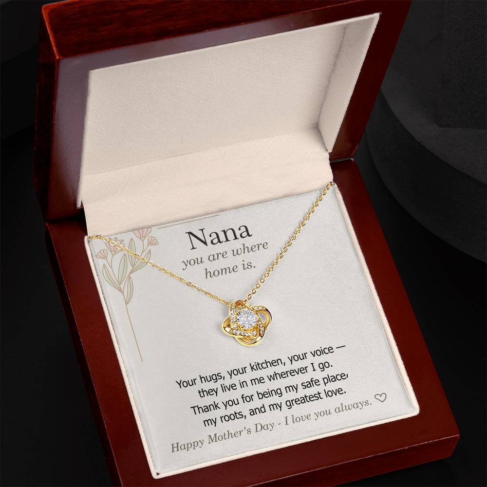 To Grandma — Love Knot Necklace + Heartfelt Message Card | "You Are Where Home Is" Mother's Day Gift | 0428GM