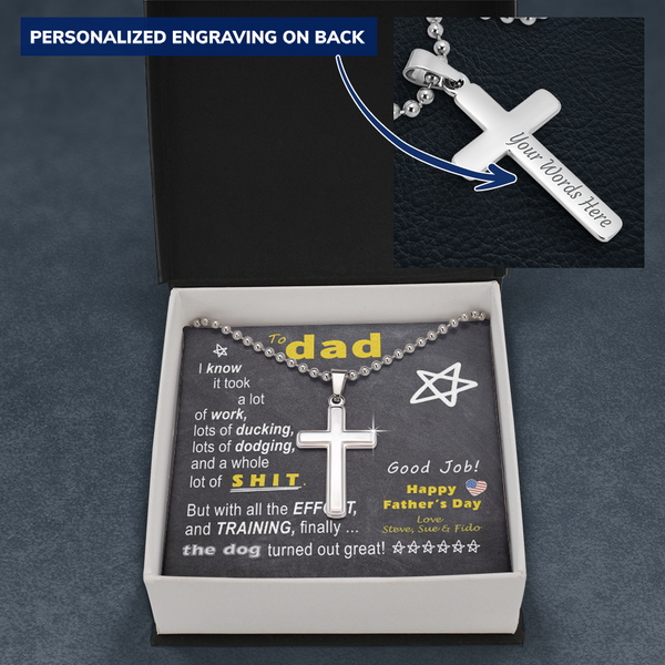To Dad - effort training Custom Message | Cross Necklace