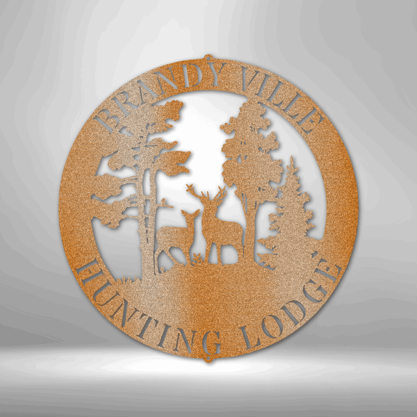 Deer Scene - Steel Sign Cabin Hunting Lodge