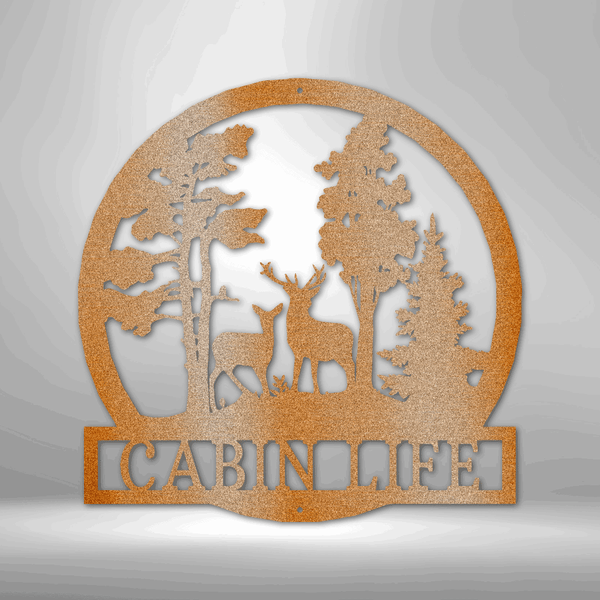 Deer in the Woods - Steel Sign Hunting Cabin Lodge