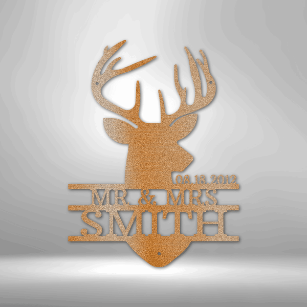 Deer Head Monogram - Steel Sig Hunting Cabin Lodge