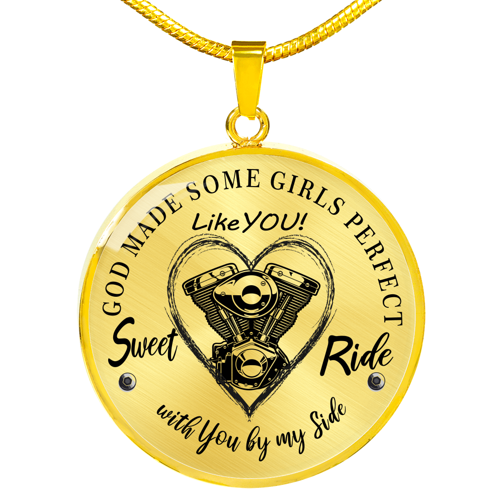 To my Wife Future Wife Ride Partner - God Made Some Girls Perfect - Sweet Ride  - Perfect Pendant Necklace