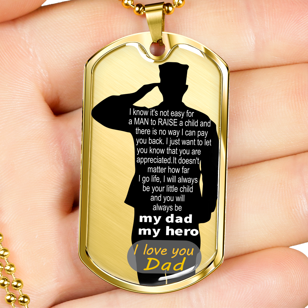 To Arm Dad - my hero - D Tag Necklace
