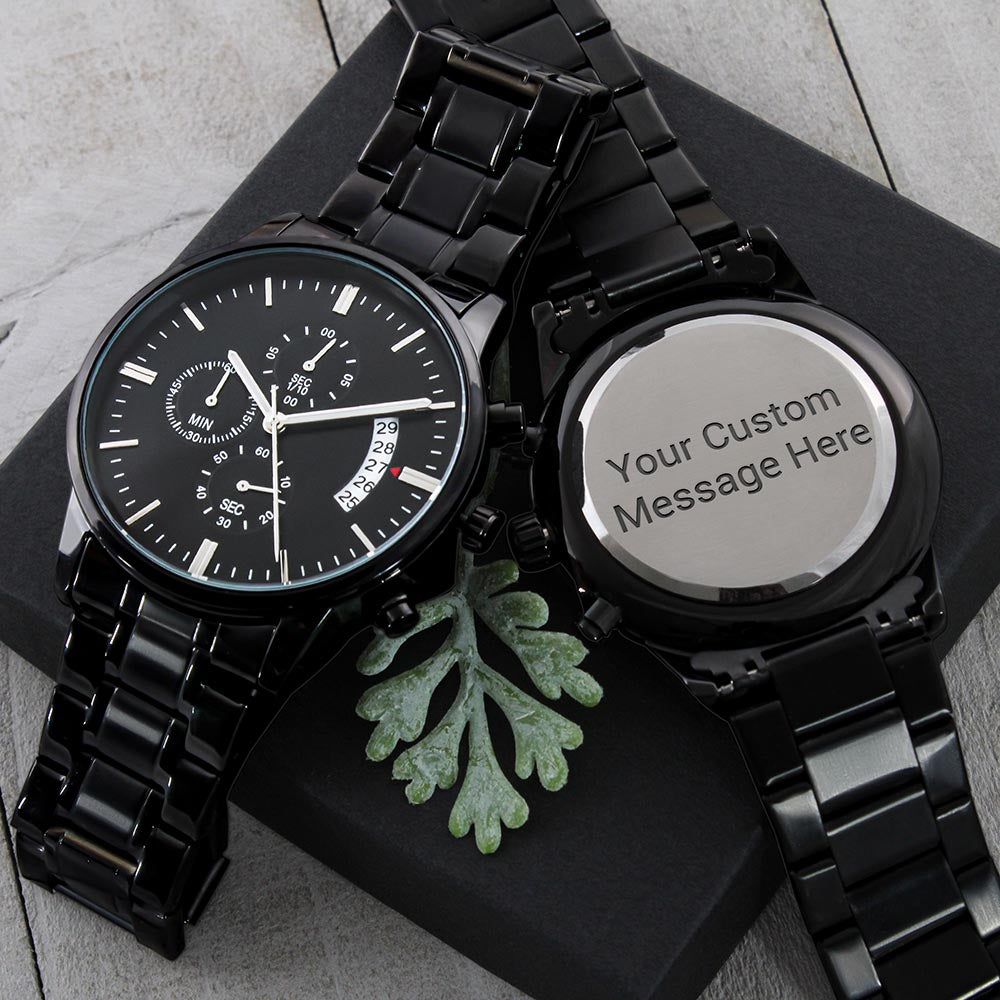 Special Customized Black Luxury Chronograph Watch Elegant Mahogany Box