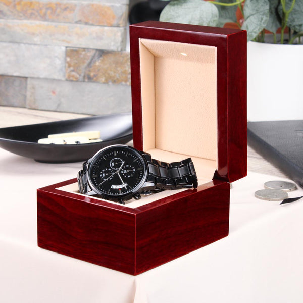 Special Customized Black Luxury Chronograph Watch Elegant Mahogany Box
