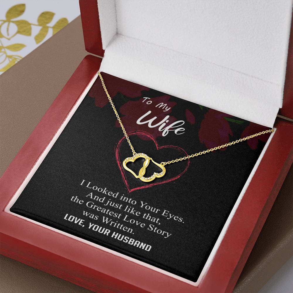 To my Wife - Greatest Love Story - Everlasting Love - Solid Gold Real Diamonds -Free Shipping