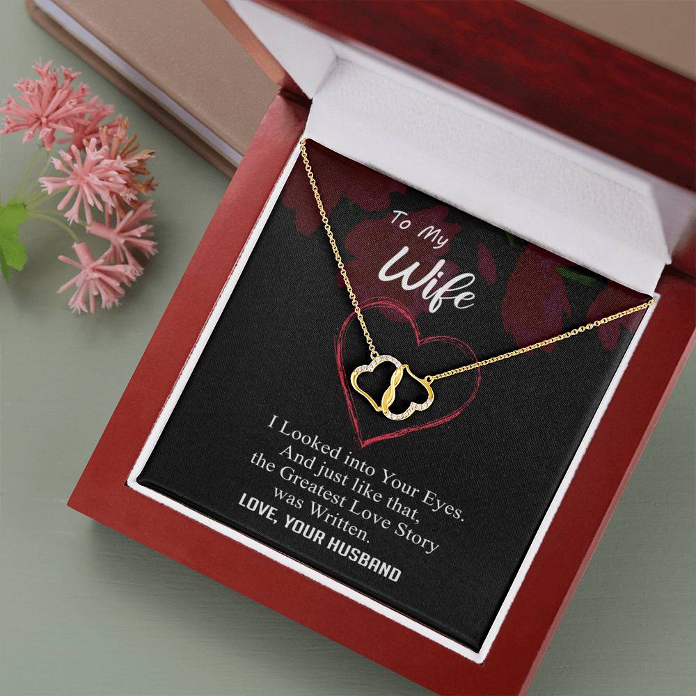 To my Wife - Greatest Love Story - Everlasting Love - Solid Gold Real Diamonds -Free Shipping