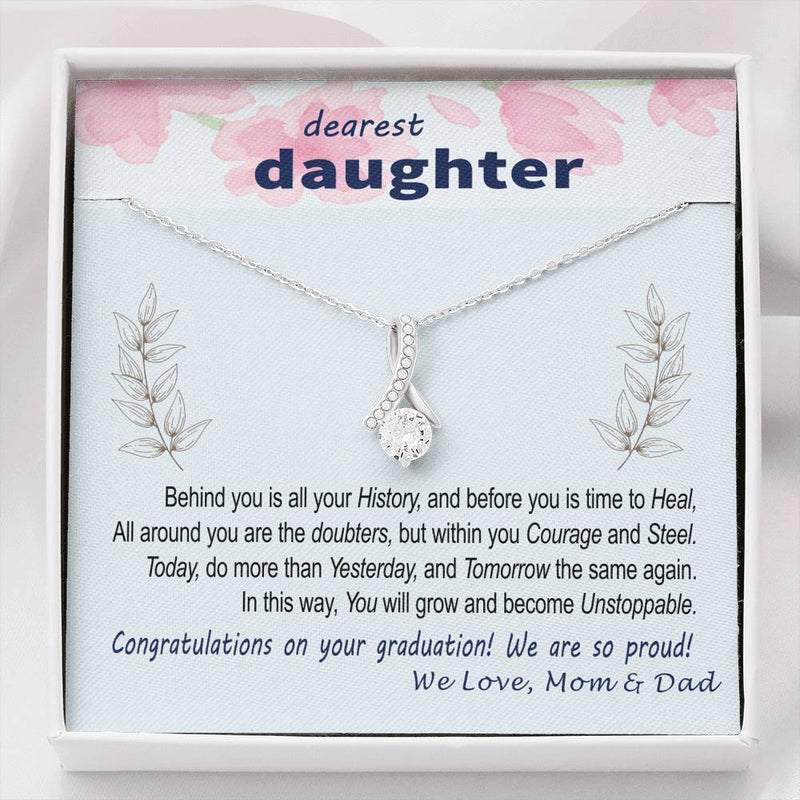 To Daughter - Graduation Wisdom proud parents  - Custom Card Alluring Necklace