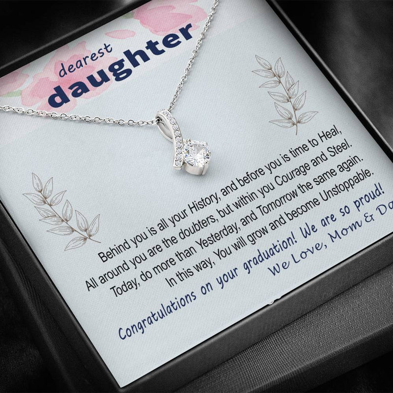 To Daughter - Graduation Wisdom proud parents  - Custom Card Alluring Necklace