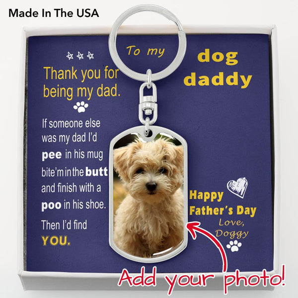 To Doggy Dad - Thank you PG - from Doggy - Photo Dog Tag Keychain