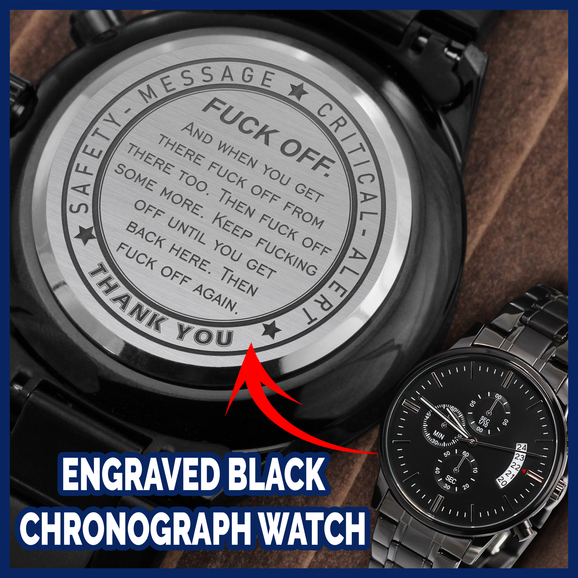 To Dad -  Safety Alert F Off  - Stainless Steel Luxury Watch