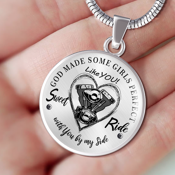 To my Wife Future Wife Ride Partner - God Made Some Girls Perfect - Sweet Ride  - Perfect Pendant Necklace